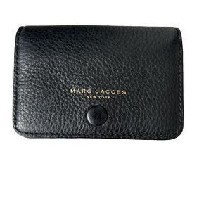 Marc Jacobs Card Case/Cardholder Black Leather Unisex 4.3" x 3" Snap Button